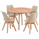 Ver imagem 1 de Conjunto Mesa de Jantar Redonda Vértice 105cm Natural com 4 Cadeiras Leda em Madeira Maciça -