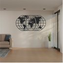 Ver imagem 2 de Quadro Decoração Vazado Mapa Mundi World Triplo Preto 120x65