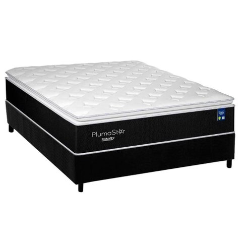 Cama Box Casal: Colchão Molas Masterpocket Ensacadas Plumatex Plumastar + Base Crc Suede Black (