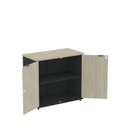Ver imagem 3 de Armário Baixo para Escritório com 2 Portas P25 Preto/Castanheira Marrom