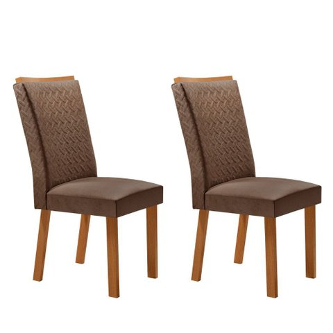 Conjunto com 2 Cadeiras Lisa MDF para Sala de Jantar Moderna Mobília