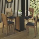 Ver imagem 1 de Conjunto Sala de Jantar Madesa Débora Mesa Tampo de Vidro Redondo 4 Cadeiras - Preto/rustic