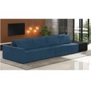 Ver imagem 2 de Sofá Ilha 4 Lugares Living 432cm Modulado Sala Lary Veludo/pu Pto K01 - D'Rossi