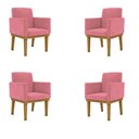 Ver imagem 1 de Kit 4 Cadeiras Reforçada Escritório Poltrona Rosa