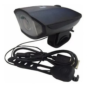 Lanterna Farol Led Bike com Buzina Recarregável Usb:preto