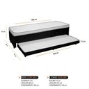 Ver imagem 3 de Cama Box Solteiro Ortopédica Conjugada Baú com Cama Auxiliar 88cm x 51cm D28 Laura Rbf Preto/Branco