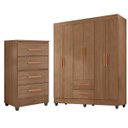Ver imagem 1 de Kit Guarda-Roupa Casal 6 Portas com Cômoda 4 Gavetas Lisa Carvalho Oak