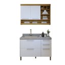 Ver imagem 2 de Lavanderia Modulada com Balcão e Armário Aéreo com Nicho 100% MDF Burguesa Marrom/Amadeirado Freijó/Branco