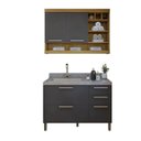 Ver imagem 2 de Lavanderia Modulada com Balcão e Armário Aéreo com Nicho 100% MDF Burguesa Marrom/Amadeirado Freijó/Grafite
