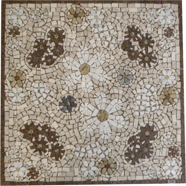 Mandala Mosaico Floral Tapete Jardim Florido 80cm - 1