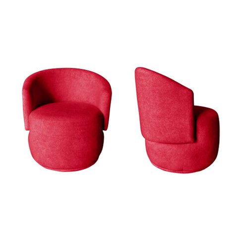 Kit 2 Poltronas Decorativa Beatriz Orgânica Suede Vermelho