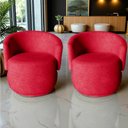 Ver mais imagens de Kit 2 Poltronas Decorativa Beatriz Orgânica Suede Vermelho