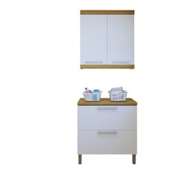 Lavanderia Modulada com Balcão 2 Portas e Armário Aéreo 100% Mdf Burguesa - 2
