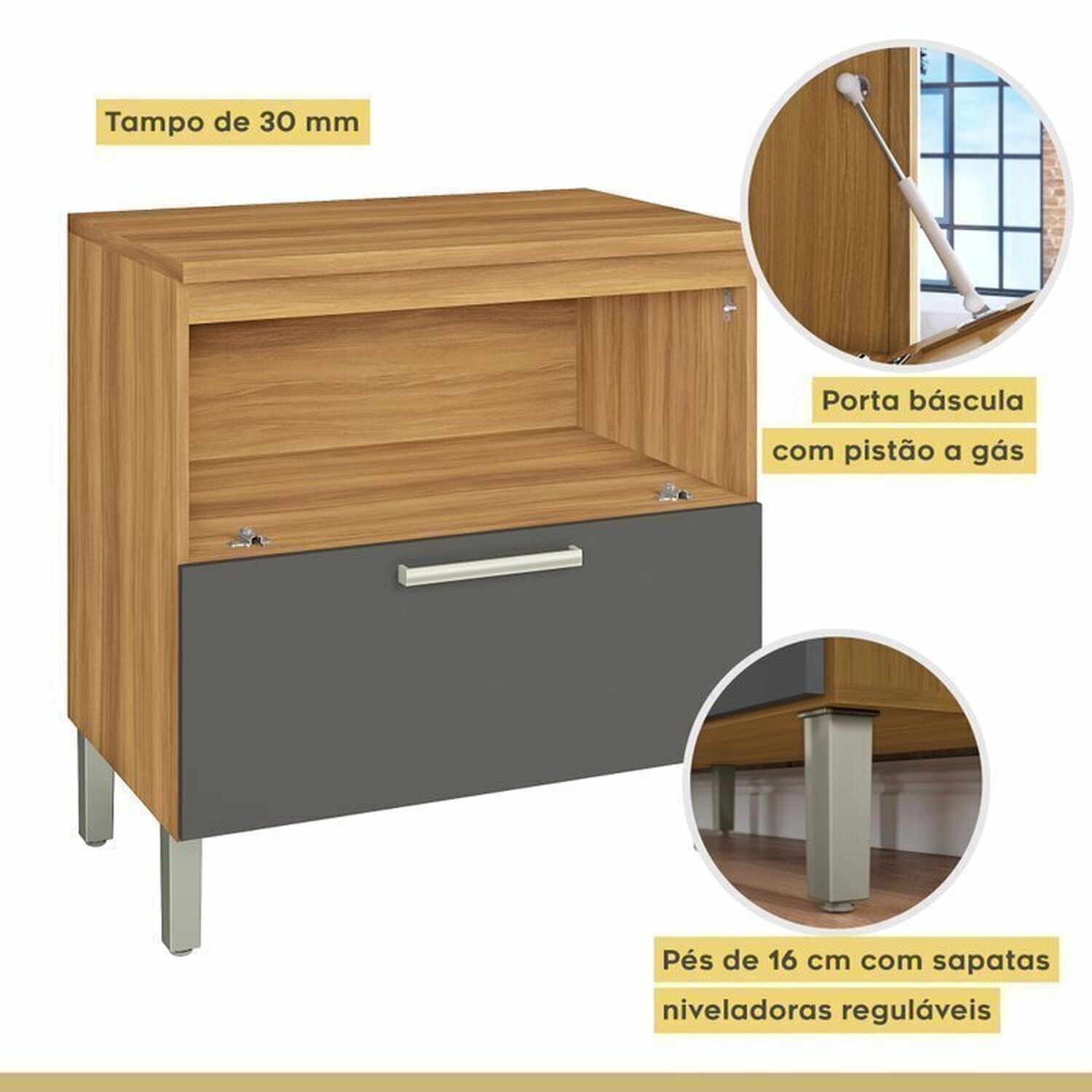 Lavanderia Modulada com Balcão 2 Portas e Armário Aéreo 100% Mdf Burguesa - 11