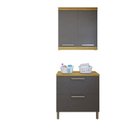 Ver imagem 2 de Lavanderia Modulada com Balcão 2 Portas e Armário Aéreo 100% MDF Burguesa Cinza/Amadeirado Freijó/Grafite