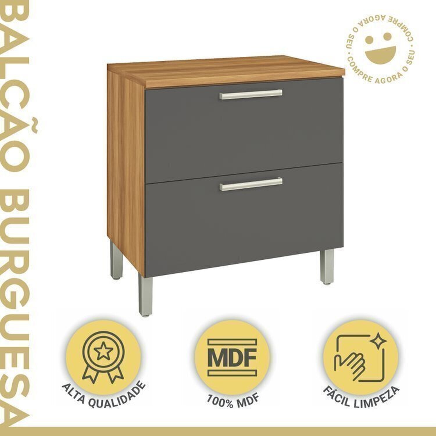 Lavanderia Modulada com Balcão 2 Portas e Armário Aéreo 100% Mdf Burguesa - 10