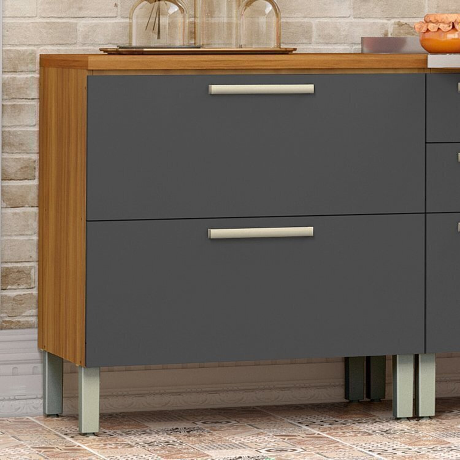 Lavanderia Modulada com Balcão 2 Portas e Armário Aéreo 100% Mdf Burguesa - 9