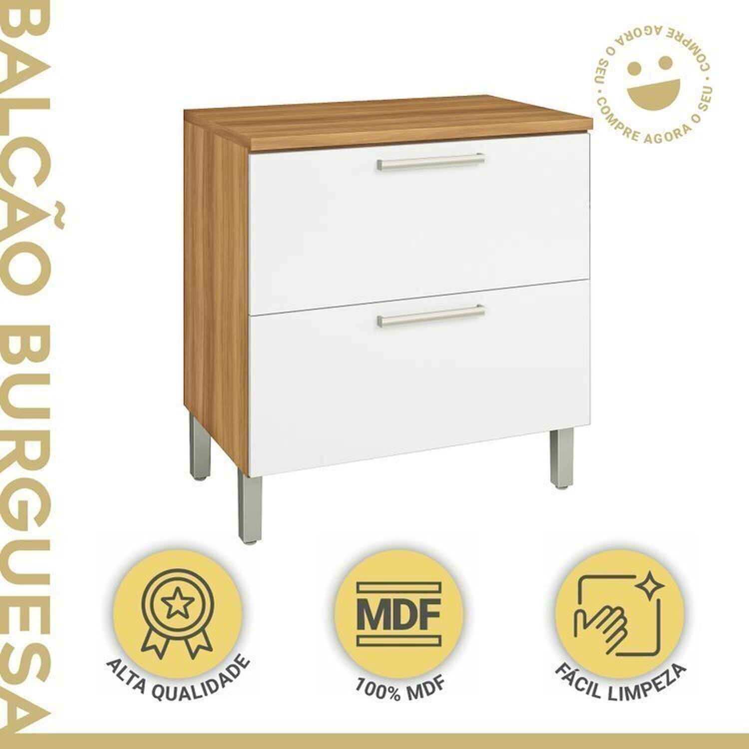Lavanderia Modulada com 2 Balcões e 2 Armários Aéreos 100% Mdf Burguesa - 10