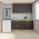 Ver imagem 1 de Lavanderia Modulada com 2 Balcões e 2 Armários Aéreos 100% MDF Burguesa Cinza/Amadeirado Freijó/Grafite