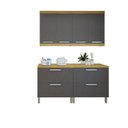 Ver imagem 2 de Lavanderia Modulada com 2 Balcões e 2 Armários Aéreos 100% MDF Burguesa Cinza/Amadeirado Freijó/Grafite