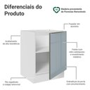 Ver imagem 3 de Balcão de Cozinha 60 cm 1 Porta (sem Tampo) Branco/Cinza Lux Madesa