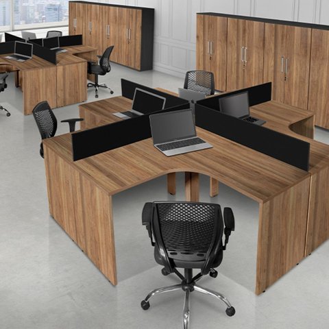Mesa Delta Corporativa X 1,37cm Noce E Preto