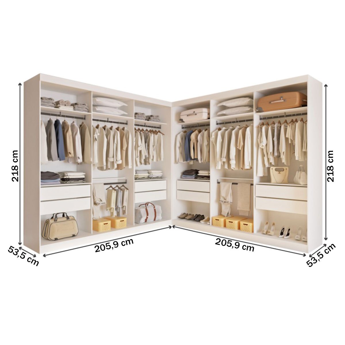 Closet Casal sem Portas 8 Gavetas Paris Duo Premium Minastex