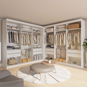 Closet Casal sem Portas 8 Gavetas Paris Duo Premium Minastex Branco