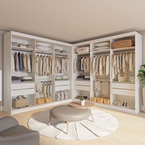 Closet Casal sem Portas 8 Gavetas Paris Duo Premium Minastex Branco