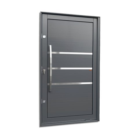Porta Pivotante Alumínio Lambril Evolution c/Pux.Esq. Elite Cinza 216x150 Brimak