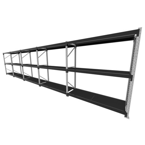 Mini Porta Pallet 200 Kg por Nivel Inicial +4 Continuação com 3 Niveis Preto com Mdf Preto
