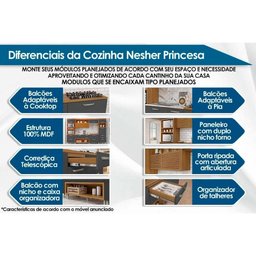 Cozinha Completa Princesa 3 Peças (1aéreo+1balcão+1paneleiro) C3p20 Freijo/off White - Nesher - 2