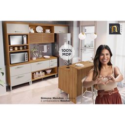 Cozinha Completa Princesa 3 Peças (1aéreo+1balcão+1paneleiro) C3p20 Freijo/off White - Nesher - 5