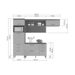 Cozinha Completa Princesa 3 Peças (1aéreo+1balcão+1paneleiro) C3p20 Freijo/off White - Nesher - 3