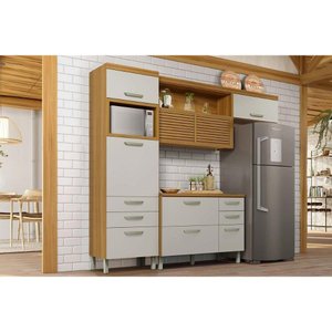 Cozinha Completa Princesa 3 Peças (1aéreo+1balcão+1paneleiro) C3p20 Freijo/off White - Nesher