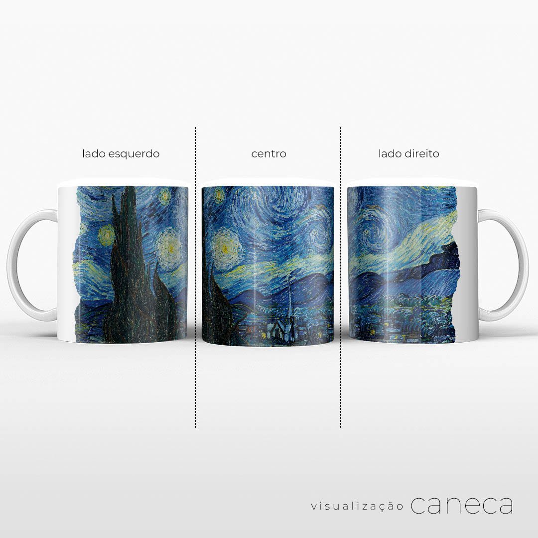 Van Gogh - Noite Estrelada - Caneca de Qualidade Premium É Decoração Caneca Premium - 325ml - 4