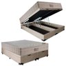 Cama Box Baú Casal Sintético Bipartido + Colchão Ortobom Airtech Molas Ensacadas 138x188x65 Cor:bege - 1
