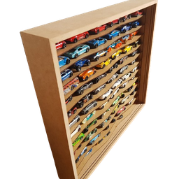 Expositor para 60 Miniaturas Carrinhos Escala 1:64 Mdf Cru Linha Wave - 5