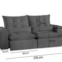 Ver imagem 3 de Sofá São Paulo Retrátil e Reclinável - Assento com Molas – 210 Cm