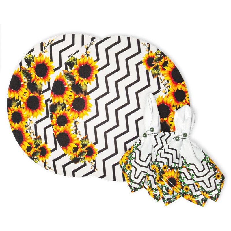 Mesa Posta Souplat 4 Lugares com 16 Peças Girassol Chevron - 2