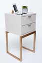 Ver imagem 1 de Kit 2 Mesas de Cabeceira Industrial Off White Eco 50cm com 2 Gavetas Base Dourada - Enviamos Montado