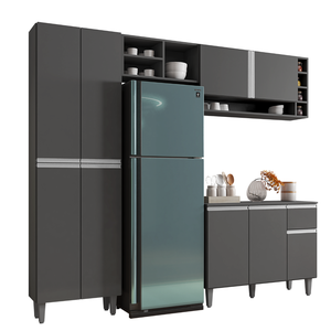 Kit de Cozinha Completo 230cm Vanessa 3 Peças Ajl Móveis:cinza
