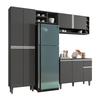 Kit de Cozinha Completo 230cm Vanessa 3 Peças Ajl Móveis:cinza - 1