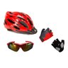 Capacete Bike Absolute Led + Óculos Ciclismo Espelhado + Luva Gel - P - 1