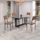 Ver imagem 1 de Conjunto Sala de Jantar Mesa 120x90cm Base Pérola Tampo Mdf Laca com Vidro Florença