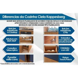 Módulos de Cozinha Kappesberg Ciela Balcão C/ Tampo Ciela R621 Porta Tempero C/ 1 Porta 20cm - 2