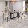 Conjunto Sala de Jantar Mesa 120x90cm Base Pérola Tampo Mdf Laca com Vidro Florença - 1