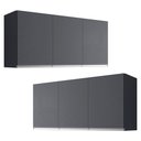 Ver imagem 1 de Kit 02 Armários de Cozinha Aéreo Andréia 120cm 3 Portas Cinza Escuro - Desk Design