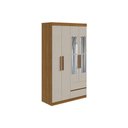 Ver imagem 1 de Guarda Roupa Solteiro 4 Portas e 2 Gavetas C/ Espelho Zeus Rovere/off White - Lopas