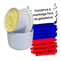 Manteigueira Francesa Branca Decoração azul Não precisa ir na geladeira Prattos - 7